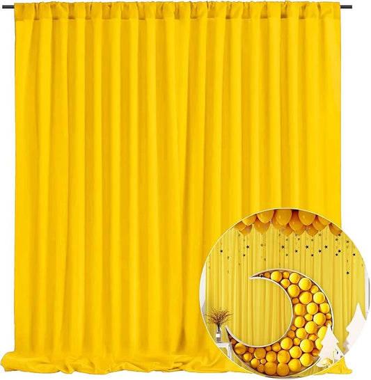 10 x 7 Feet Yellow Backdrop Curtain for Partie, Background Curtains for Photoshoot, Birthday, Wedding, Halloween, Thanksgiving, Christmas Day, New Year Party Decorations 5Ft x 7Ft, 2 Panels