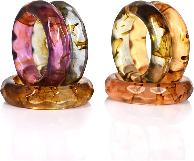 Spring Pastel Epoxy Napkin Rings - Set of 12 Multi-Color Epoxy Resin Napkin Holders for Modern Tabletop Decor, Perfect for Weddings, Parties, Special Events & Everyday Dining - ALPHA Living HOME