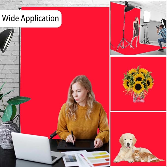 Red Photography Backdrop for Photoshoot, Photo Backdrop Curtain, Perfect Red Backdrops for Party Portrait Photoshoots Video Studio 10FTx10FT