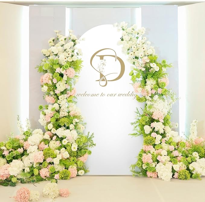 LEBENGURU Upgraded 7.2FT Wedding Arch Cover, White Spandex Fitted Arch Backdrop Cover, Round Top Chiara Stand Covers for Birthday Party Baby Shower Banquet Balloon Décor