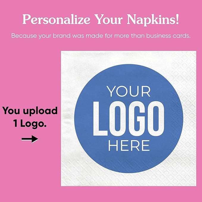 Big Dot of Happiness Custom Logo Party Napkins, Personalized Corporate Branded Business Decor, Your Logo Here White 3-Ply Paper Luncheon Napkins - 150 Count