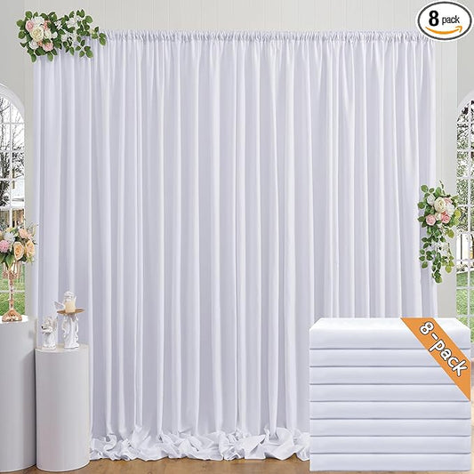 40ft x 10ft Thick Champagne Backdrop Curtains for Parties, 8 Panels 5ft x 10ft Non See Through Champagne Polyester Wedding Drapes Photo Backdrop for Birthday Party Graudation Photography Home Decor