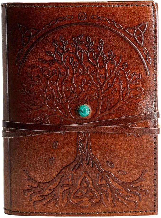 Leather Journal in Brown 7x5 Refillable Lined Paper Tree of Life Handmade writing Notebook Diary Leather Bound Daily Notepad for women and men Writing pad for Artist Sketch
