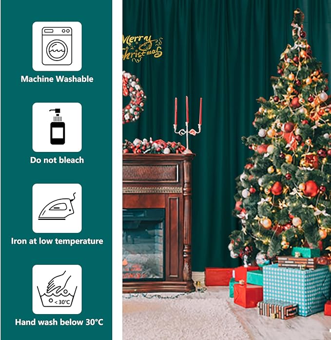MYSKY HOME 10ft x 7ft Green Backdrop Curtains for Parties, Weddings, Stage & Baby Showers, 5ft x 7ft, 2 Panels