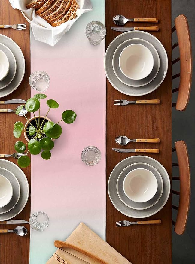 Tropical Flamingo Cotton Linen Table Runner for Dining Kitchen, Wedding Outdoor Party Tablerunners Decoration, Pink Bird Coastal Nautical Animal Dresser Scarf Coffee Tablecloth Runners 13x90 Inches
