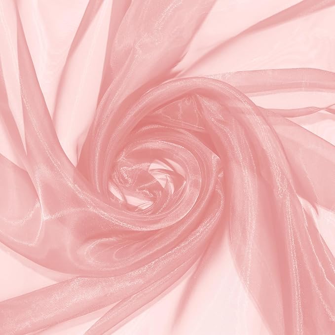 P Pothuiny Sheer Organza Fabric by The Yard, 3 Yards x 60 Inch Wide Bridal Light Pink Organza Tulle Fabric Roll Shiny Gauze Fashion Dress Sewing Craft for Wedding Party Decorations Backdrop