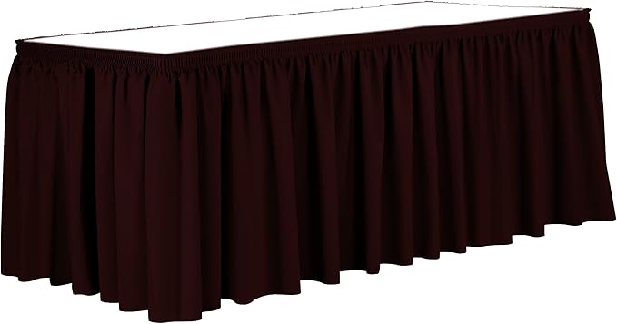 Ultimate Textile Pleat Polyester Fabric Table Skirt - Machine Washable Flame Resistant with Clips for Events, Weddings & Trade Shows, Cut & Sewn in Paterson, NJ - Burgundy, 17' Shirred Pleat