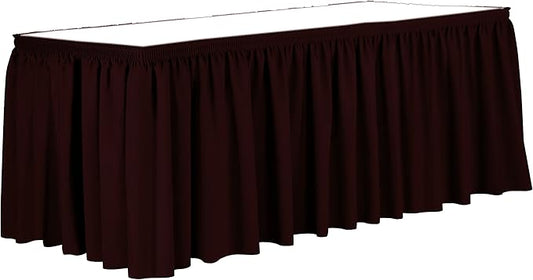 Ultimate Textile Pleat Polyester Fabric Table Skirt - Machine Washable Flame Resistant with Clips for Events, Weddings & Trade Shows, Cut & Sewn in Paterson, NJ - Burgundy, 17' Shirred Pleat