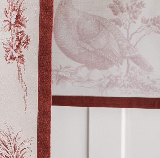 Maison d' Hermine Table Runner 100% Cotton Single Layer Table Runners 108 inches Long for Thanksgiving Christmas Decorations Home Kitchen Dining Party Wedding (Holy Jouy - Red, 14.5" x 108")