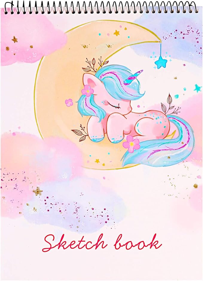 Sketch Book, 100 Pages (50 Sheets), Spiral Bound Artist Sketch Pad, Acid Free Drawing Paper for Drawing, Painting, Sketching or Doodling for Girls