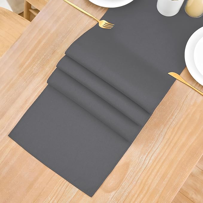 2 Pack Grey Table Runner 12 x 72 Inch Solid Color Farmhouse Runners Coffee Table Dresser for Daily Party Home Decoration