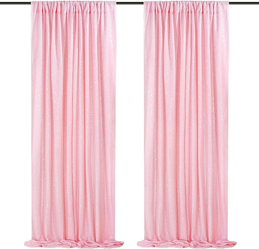 Pink Sequin Backdrop 2 Panels 2FTx8FT Birthday Party Backdrop Curtains Glitter Baby Shower Backdrop Pink Backdrop