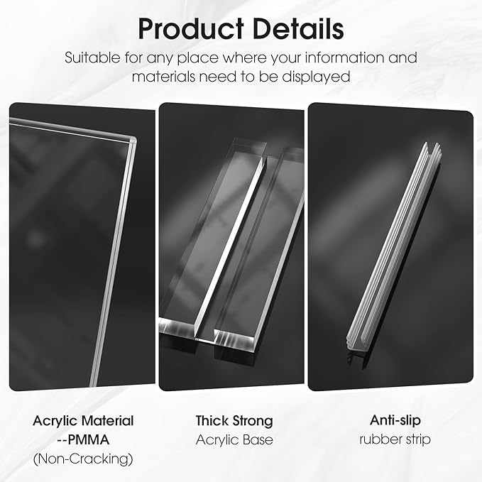 MaxGear Acrylic Sign Holder 8.5 X 11 Inches 6 Pack, Double Sided Plastic Display Stands Table Top Acrylic Frame, Clear Paper Holder Menu Flyer Stand for Stores, Restaurants, Hotels, Office