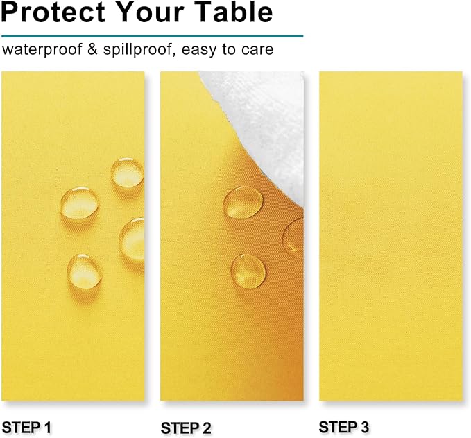 Hiasan Waterproof Tablecloth Rectangle - Washable Fabric Table Cloth for Dining Room Kitchen Birthday Party and Outdoor Use, Yellow, 70 x 120 Inch