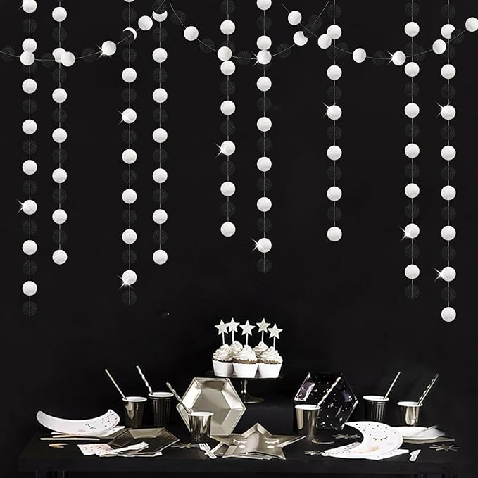 Black-Silver Birthday Graduation Party-Decorations Streamers - 52Ft Hanging Paper Garland Banner,Bachelorette Wedding Baby Bridal Shower New Years Supplies Backdrop Decor Hugtmr