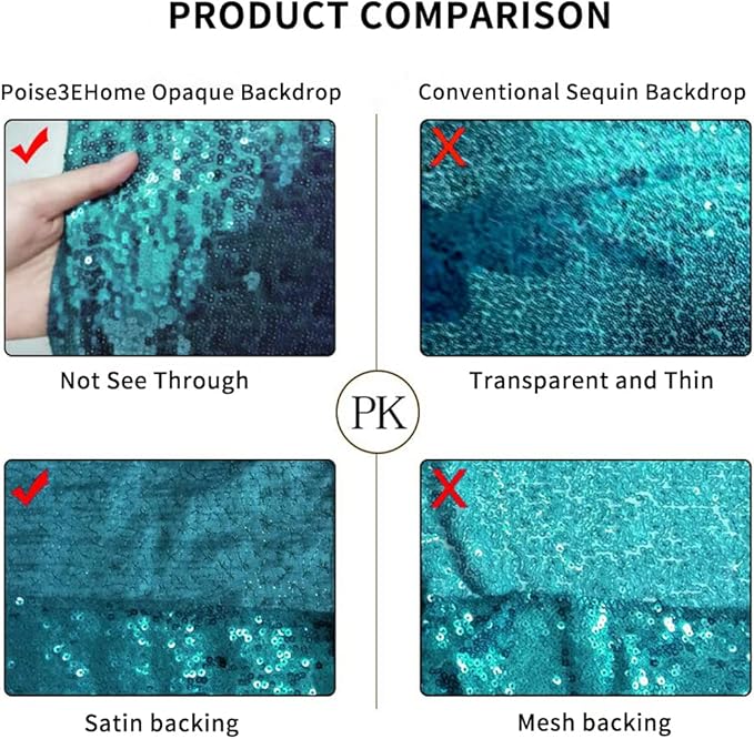 10Ft x 10Ft Teal Sequin Backdrop Curtain, Glitter Thick Not See Through Satin Sequin Background Drapes, Opaque Sparkly Backdrop Curtain, Sequin Backdrop for Xmas Thanksgiving Wedding Party Decor