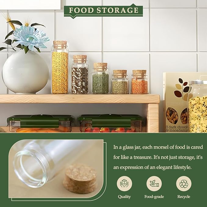 JIUYUE 40 pcs 50 ml Small Glass Cork Bottles,Cork Decoration(1.69 oz-1.45x2.75 inch)