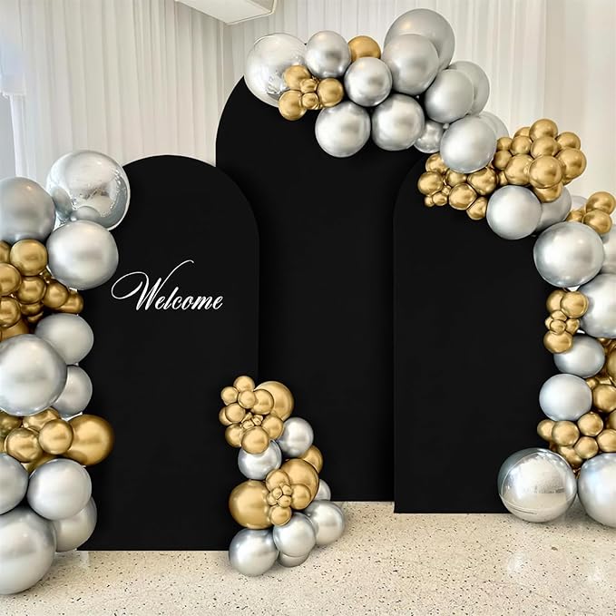 Black Arch Cover 7.2ft Spandex Backdrop Stand for Balloon Wedding Party Ceremony Decorations - Stretchy Chiara Arch