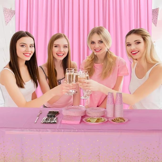 2 Panels Pink Backdrop Curtain, 10 x 10 Feet Background Curtains for Parties, Weddings, Baby Showers, Bachelorette Halloween, Christmas Birthday Party Photoshoot Backdrop Curtains Decorations