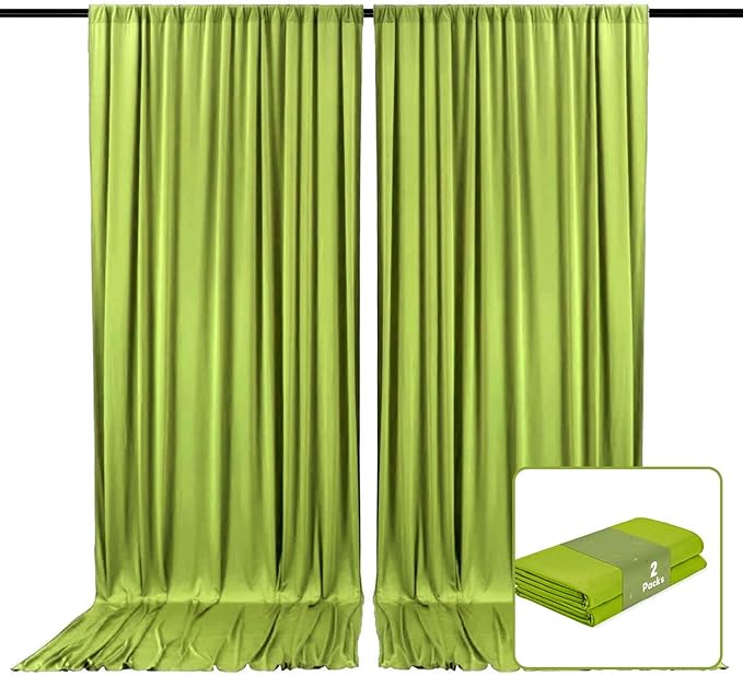 2 Panels Olive Green Backdrop Curtain, 10 x 10 Feet Background Curtains for Parties, Weddings, Baby Showers, Bachelorette Halloween, Christmas Birthday Party Photoshoot Backdrop Curtains Decorations