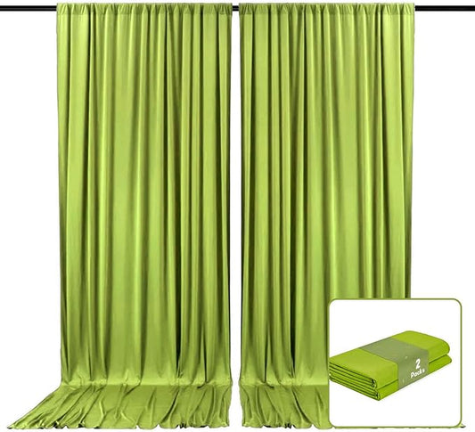 2 Panels Olive Green Backdrop Curtain, 10 x 10 Feet Background Curtains for Parties, Weddings, Baby Showers, Bachelorette Halloween, Christmas Birthday Party Photoshoot Backdrop Curtains Decorations