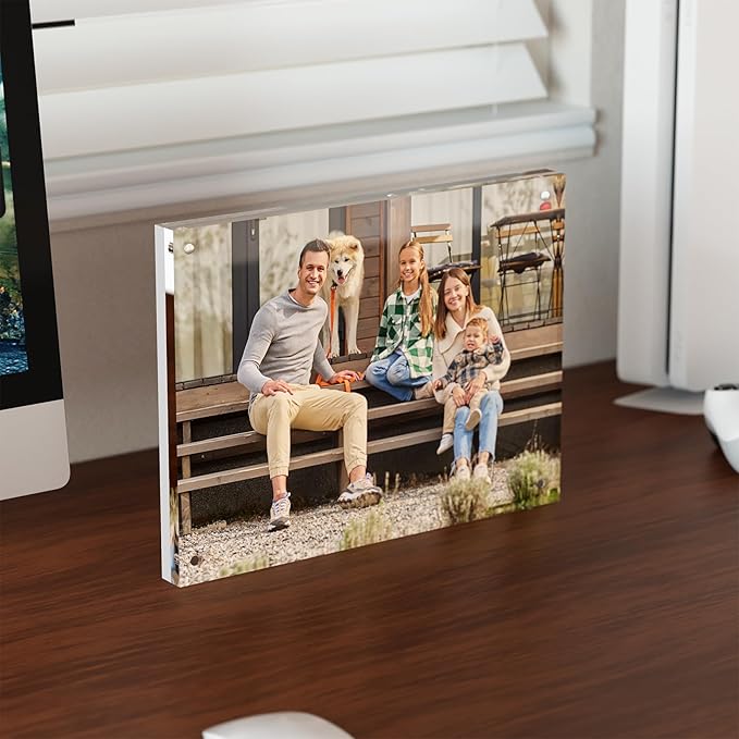 6x8 Acrylic Picture Frame 3 Pack, Clear Freestanding Double Sided Frameless Magnetic Photo Frames, Desktop Display Decor Gift