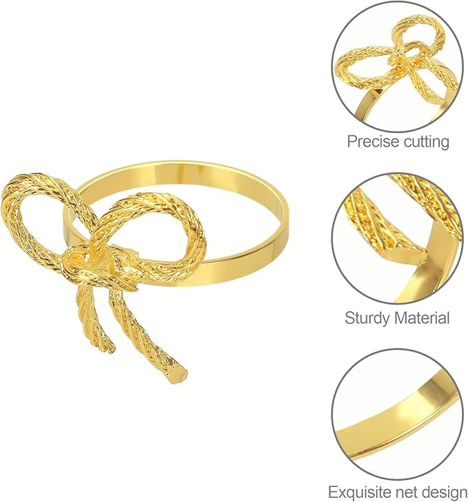 Pack of 18 Napkin Rings Alloy Hollow Out Flower Napkin Holder Dinning Table Napkin Ring for Dinner Parties Wedding Banquet Table Setting Family Gatherings Table Decor（Gold，18）