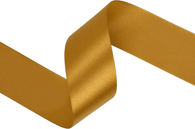 Gold Satin Ribbon 1-1/2 inch X Continuous 100 Yards, Single Face Polyester Ribbon Perfect for Gift Wrapping, Flower Bouquet, Wedding Decor, Crafts, Bow Making, Sewing and More
