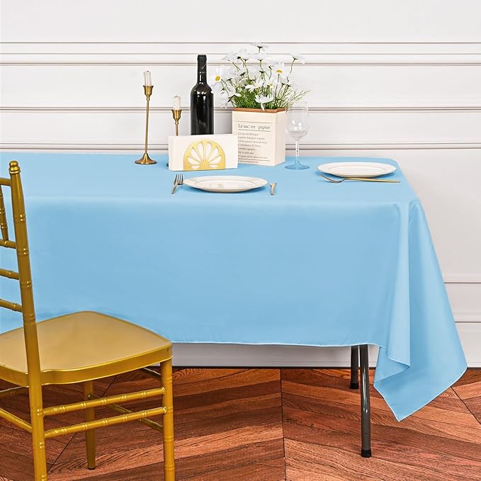 10 Pack Light Blue Tablecloths for 6 Foot Rectangle Tables 60 x 102 Inch - 6ft Rectangular Bulk Polyester Fabric Table Clothes for Wedding Buffet Party Banquet Reception Restaurant and Camping
