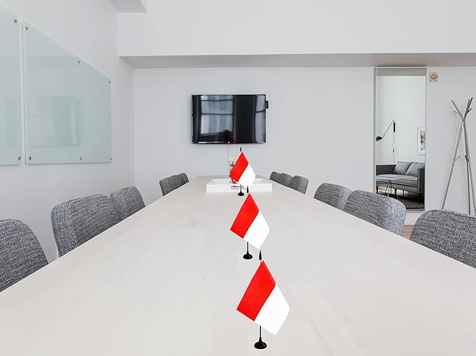Indonesia Desk Flag, 12 Pack Indonesian Table Office Flag with Black Solid Pole and Stand Base, International Country Flag, Festival Celebration, Classroom Meeting Desktop Decor (Indonesia)