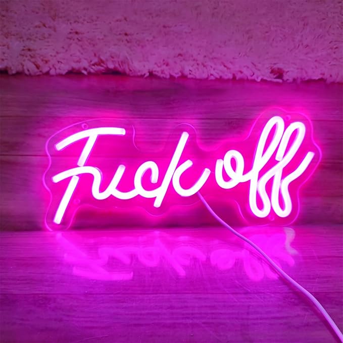 Fuck Off Neon Sign Fuck Off Neon Signs for Wall Decor, Pink Fuck Off Neon Light Pink Room Decor for Wall Decor Bar Party, 12.9" x 5.59"