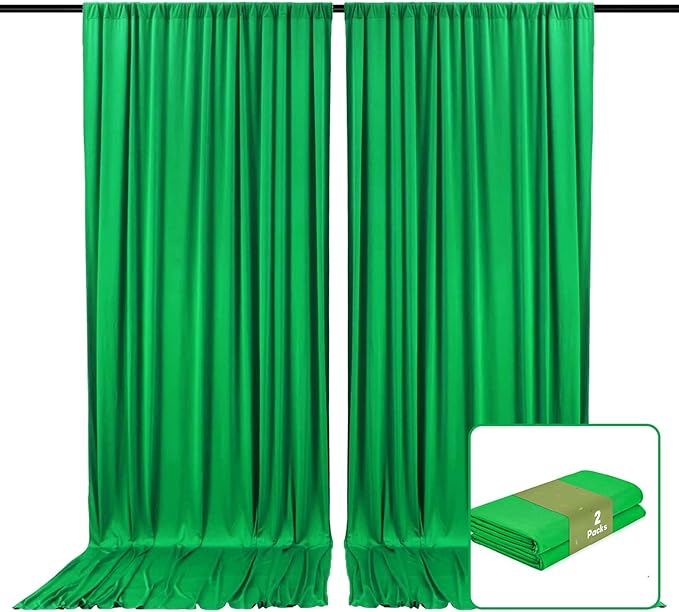 2 Panels Grass Green Backdrop Curtain, 10 x 10 Feet Background Curtains for Parties, Weddings, Baby Showers, Bachelorette Halloween, Christmas Birthday Party Photoshoot Backdrop Curtains Decorations