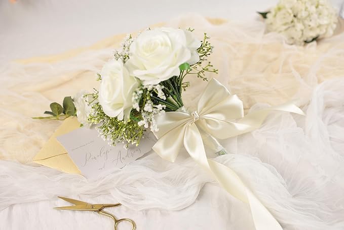 Beige Satin Ribbon 1-1/2 inch X Continuous 50 Yards, Single Face Polyester Ribbon Perfect for Gift Wrapping, Flower Bouquet, Wedding Decor, Crafts, Bow Making, Sewing and More
