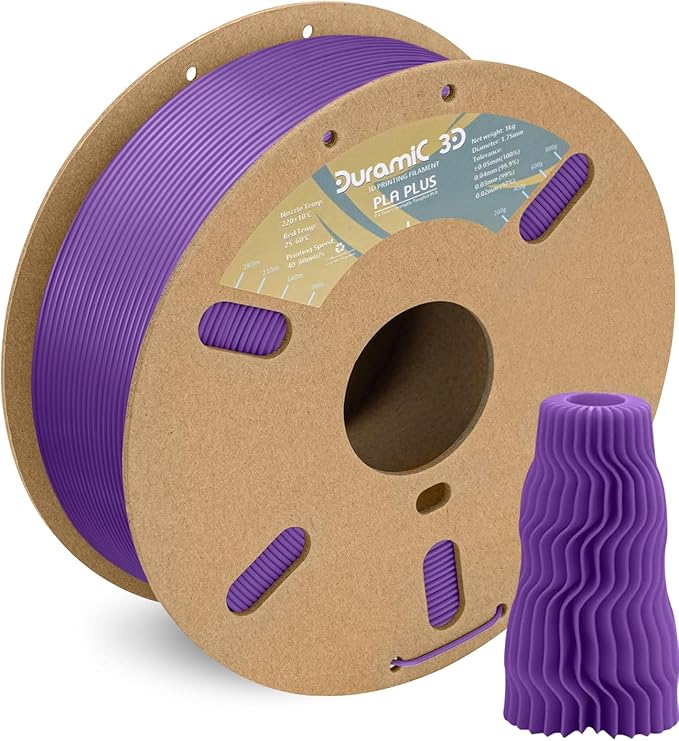 DURAMIC 3D PLA+ Filament 1.75mm 1Kg Purple, PLA Plus Filament 1Kg Spool(2.2lbs) Tougher and Stronger, Dimensional Accuracy Probability +/- 0.02mm
