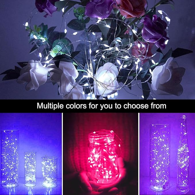 24 Pack LED Fairy Lights Battery Operated 7Ft 20Led Mini String Lights Waterproof Christmas for Mason Jars Bedroom DIY Party Wedding Christmas Decor Red