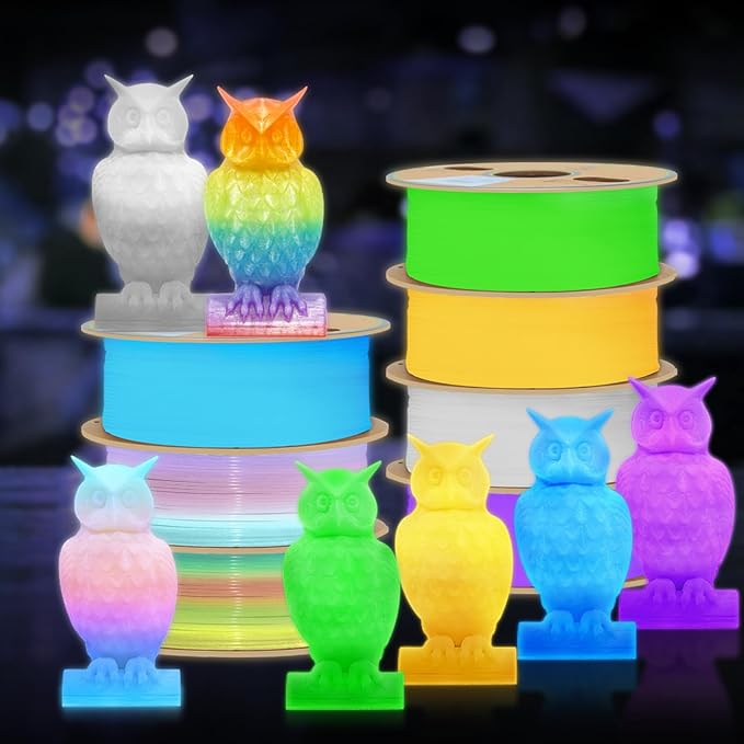 YOUSU 3D Printer Filament 1.75mm PLA Filament Glow in Dark White PLA Filament 3D Printing Filament 1kg(2.2lbs) Spool.