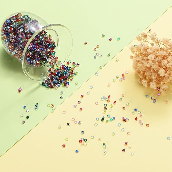 14400-Pack Acrylic Diamonds, 0.12 Inch/3mm Wedding Table Scatter Confetti Crystals for Vase Fillers/Art Craft, Acrylic Diamonds Gems [Dark Red AB]