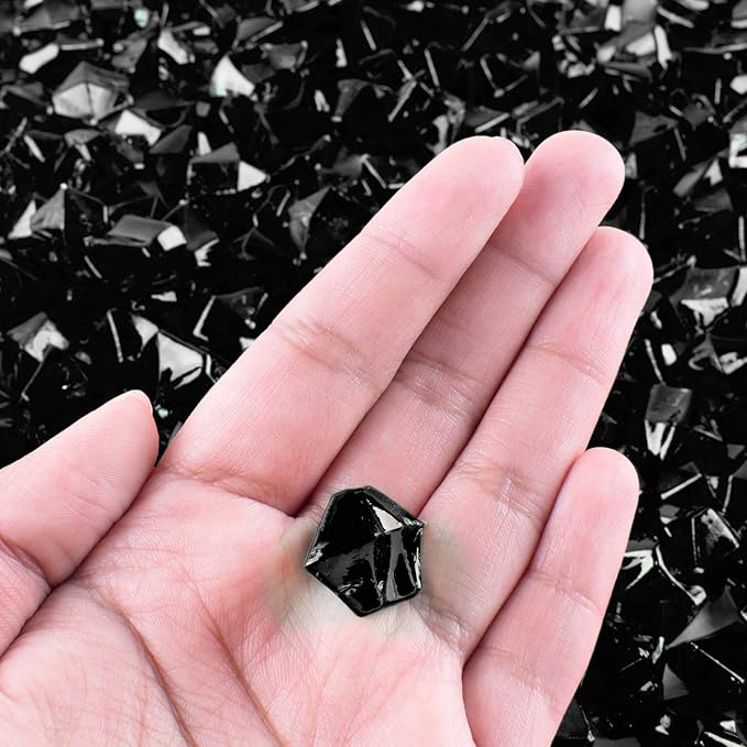 Super Z Outlet Acrylic Color Ice Rock Crystals Treasure Gems for Table Scatters, Vase Fillers, Event Decorations, Wedding, Birthday Decoration Favor (190 Pieces) (Black)