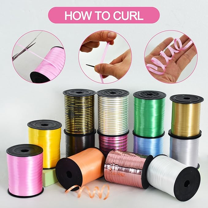 TONIFUL 500 Yards Curling Ribbon-Balloon Ribbon-Balloon String for Art&Craft Decor,Gift Wrapping,Ribbons and Bows for Christmas New Year Birthday Gifts Graduation Supplies (Light Pink)