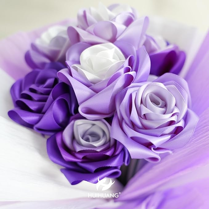 HUIHUANG Purple Ribbon Satin 1-1/2" Wide Double Face Polyester Satin Ribbons for Crafts, Thick Silk Ribbon for Halloween Hair Bows Floral Bouquet Cake Box Decor Party-50 Yards