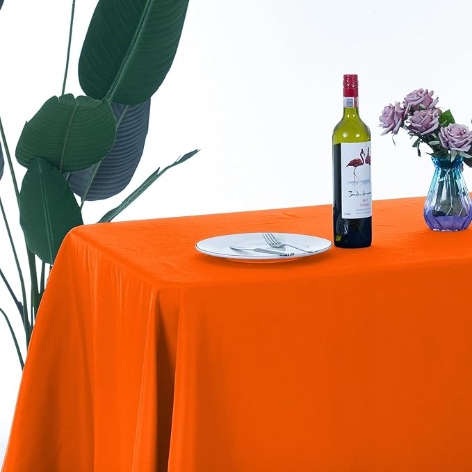 Ascoza 2pack 60x120 Inch Orange Rectangular Tablecloth 6 Feet Table Cloth in Polyester Fabric for Wedding/Banquet/Restaurant/Parties