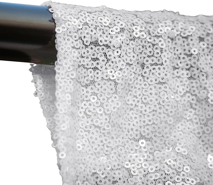 White Sequin Backdrop 2FTx8FT 4 Panels Curtains Party Curtains Sparkle Glitter for Birthday Wedding