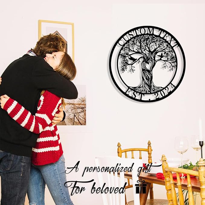 Personalized Tree of Life Metal Sign Wall Art Decor, Custom Wedding Gifts for Couples, Custom Family Name Sign, Christmas Valentine's Day Housewarming Gifts