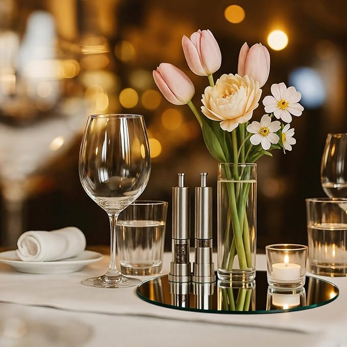 11Pack Round Mirror Centerpieces for Tables, Acrylic Circle Mirror Tiles Non Glass Mirror, for Bedroom Bathroom Living Room Wall Decor Tray Candle Wedding Table Centerpiece Decor, 2mm Thick (12inch)