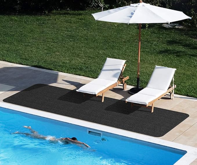 House, Home and More Indoor Outdoor Double-Ribbed Carpet Runner with Skid-Resistant Rubber Backing - Smokey Black - 4 Feet x 40 Feet