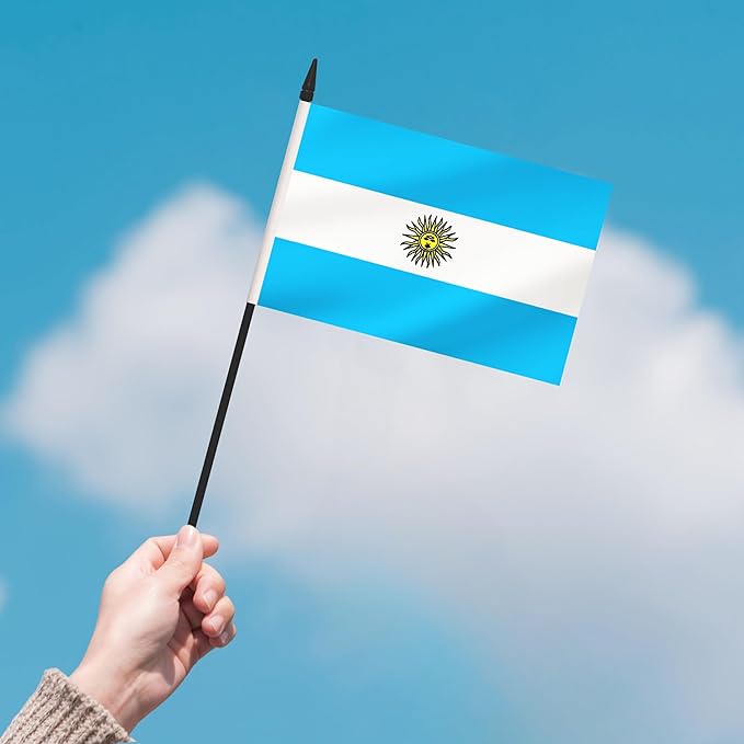 12 Pack Argentina Desk Flags, Argentine Desktop Flag, Small Miniature Office Flags with 12" Black Pole and Black Base, Offices, Classroom, Home, Festival Decoration (Argentina)