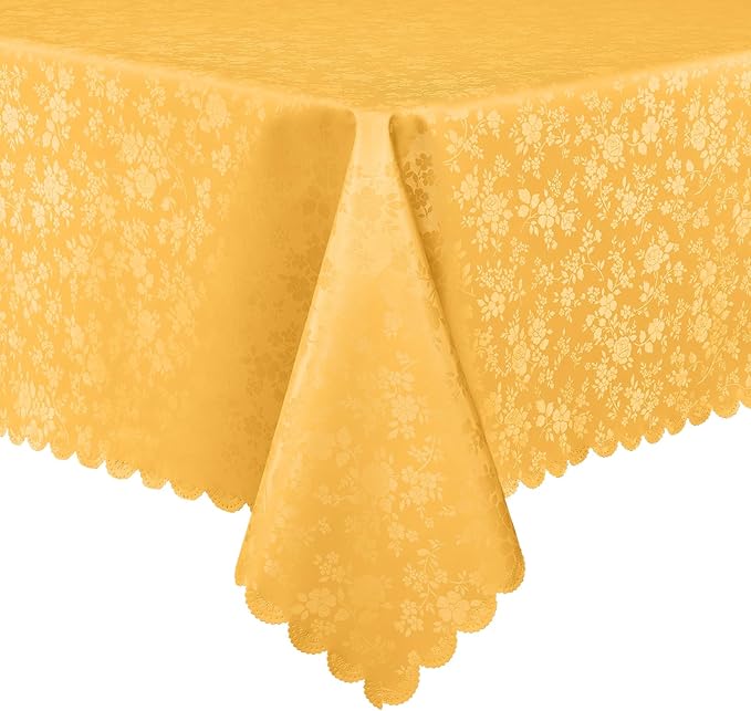 Smiry Rectangle Table Cloth, Waterproof Heavy Duty Vinyl Tablecloths, Wipeable Washable Table Cover for Kitchen and Dining Room (Mustard Yellow, 60" X 120")