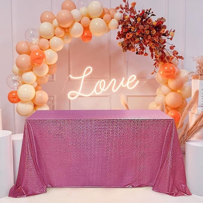 Fitable Sequin Tablecloth for Parties 54x54 Inch - Sparkle Glitter Table Cloth Laser Square Overlay for Wedding Baby Shower Ceremony Birthday Holiday Banquet Decor, Fuchsia