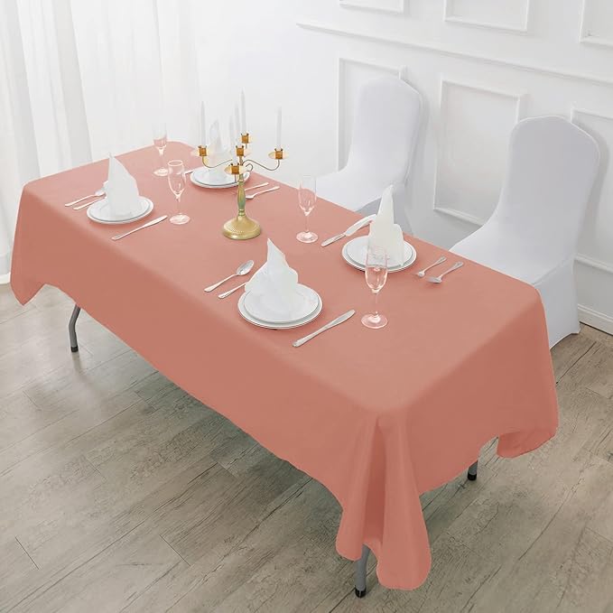 Fokitut 2 Pack Waterproof Rectangle Tablecloth, 60x120 Inch,Stain Resistant and Wrinkle Polyester Table Cloth, Fabric Table Cover for Kitchen Dining, Wedding, Party, Holiday Dinner-Dusty Pink