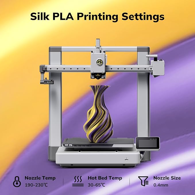 AMOLEN Silk PLA 3D Printer Filament, Dual Color Gold Purple PLA 1.75mm, Shiny Color Change Filament 3D Printing PLA Filament for Most FDM 3D Printer, 1kg Spool(2.2lbs)